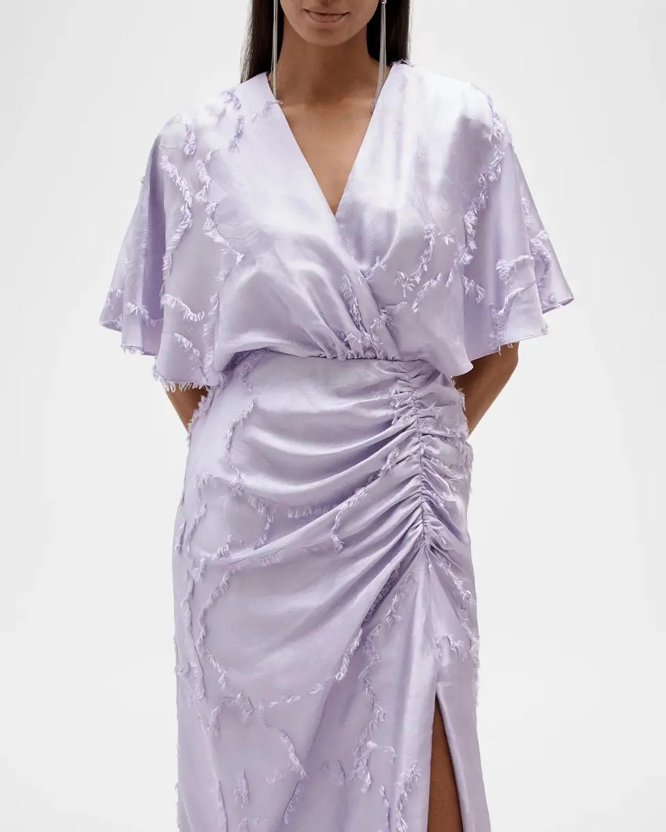 Amsale Textured Floral Jacquard Flutter-Sleeve Maxi Dress | Thumbnail 5 Amsale Textured Floral Jacquard Flutter-Sleeve Maxi Dress | Thumbnail 5
