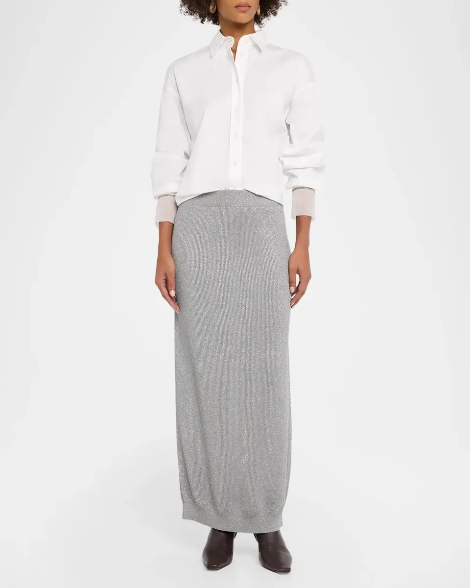 Brunello Cucinelli Sparkle Rib Knit Maxi Skirt | Thumbnail 2