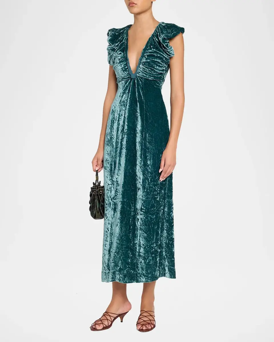 Ulla Johnson Astra Velvet V-Neck Dress | Thumbnail 4 Ulla Johnson Astra Velvet V-Neck Dress | Thumbnail 4