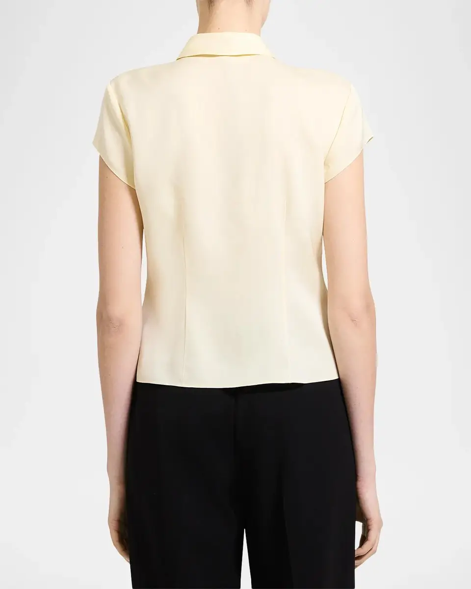 Theory Cap-Sleeve Modern Silk Georgette Blouse | Thumbnail 3 Theory Cap-Sleeve Modern Silk Georgette Blouse | Thumbnail 3