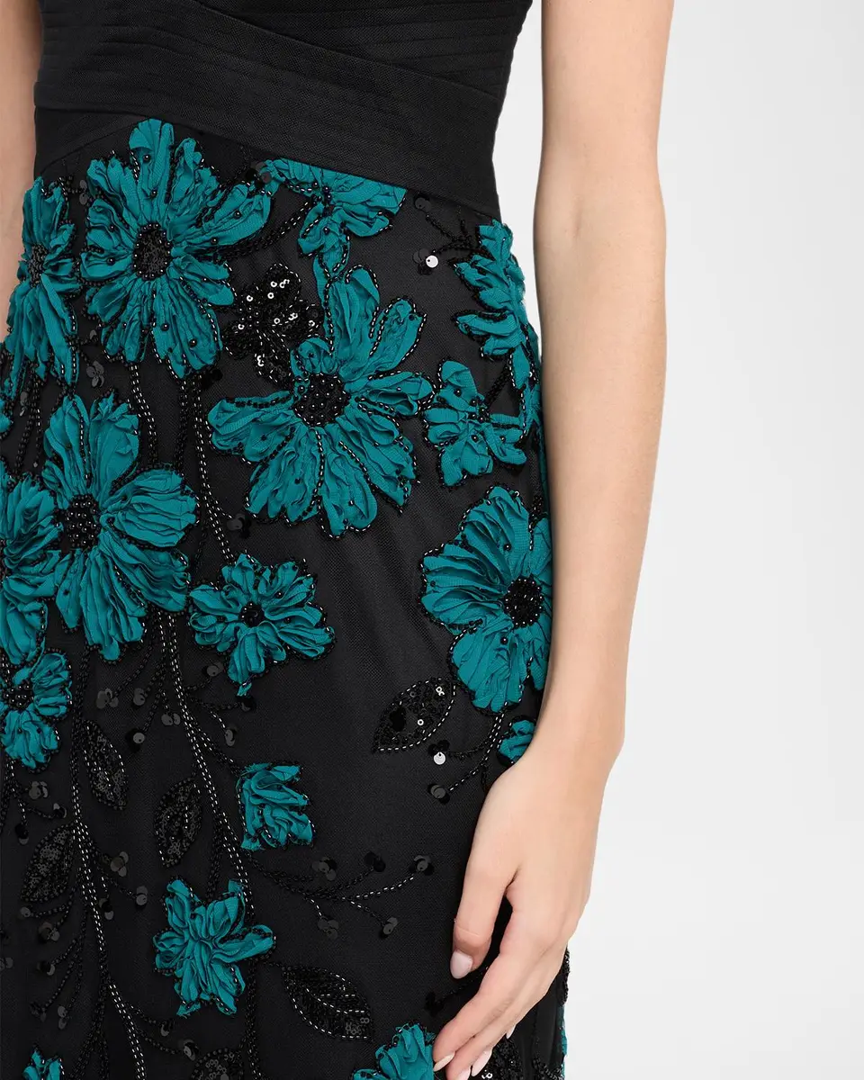 Aidan Mattox Beaded Floral-Embroidered Column Gown | Thumbnail 5 Aidan Mattox Beaded Floral-Embroidered Column Gown | Thumbnail 5
