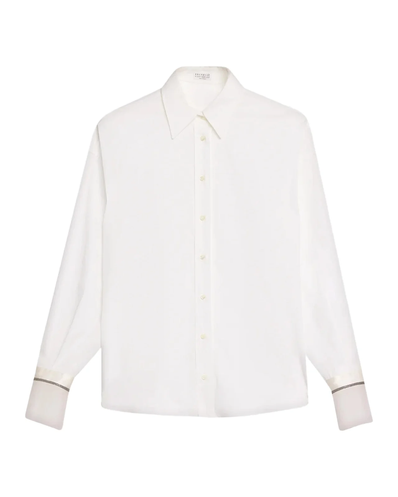 Monili Sheer-Cuff Cotton Button-Down Shirt Monili Sheer-Cuff Cotton Button-Down Shirt