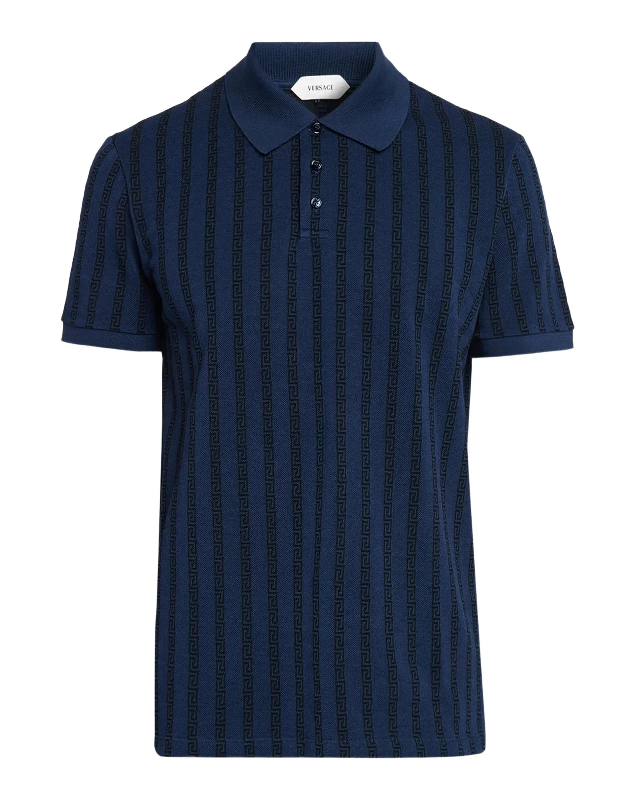 Men's Cotton Greca-Stripe Polo Shirt Men's Cotton Greca-Stripe Polo Shirt