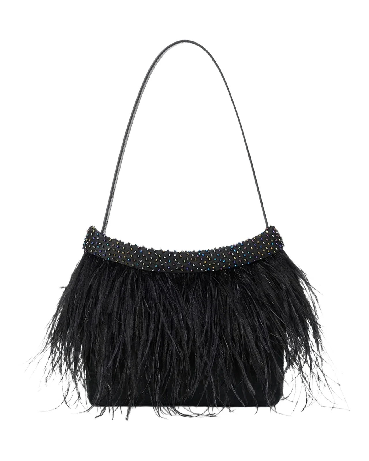 Staud Winslow Beaded Feather Top-Handle Bag