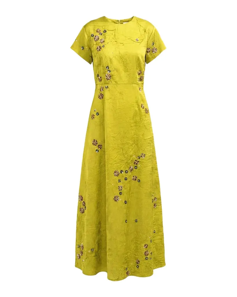 LOVEBIRDS Flora Crinkled Sequin Applique Maxi Dress