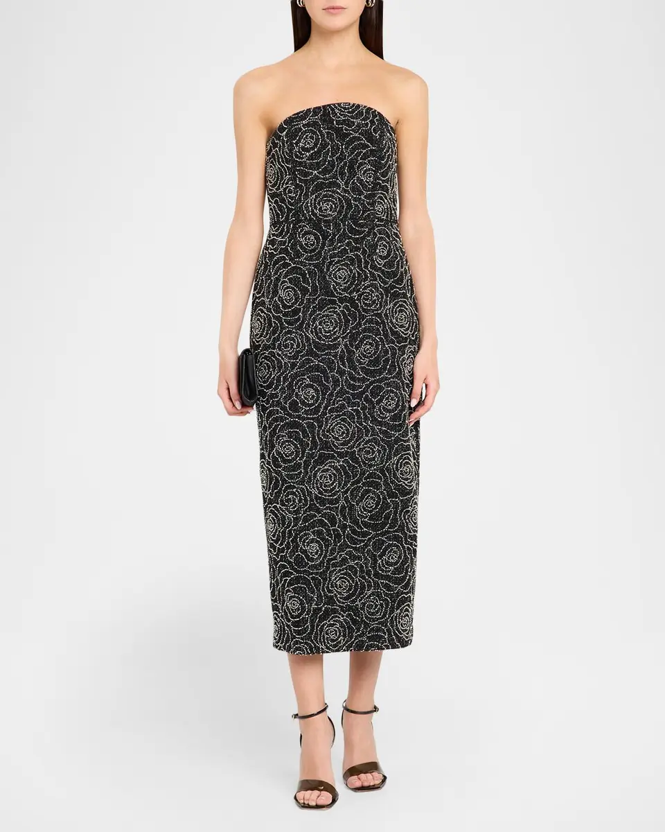 Milly Kait Floral Beaded Column Midi Dress | Thumbnail 2 Milly Kait Floral Beaded Column Midi Dress | Thumbnail 2