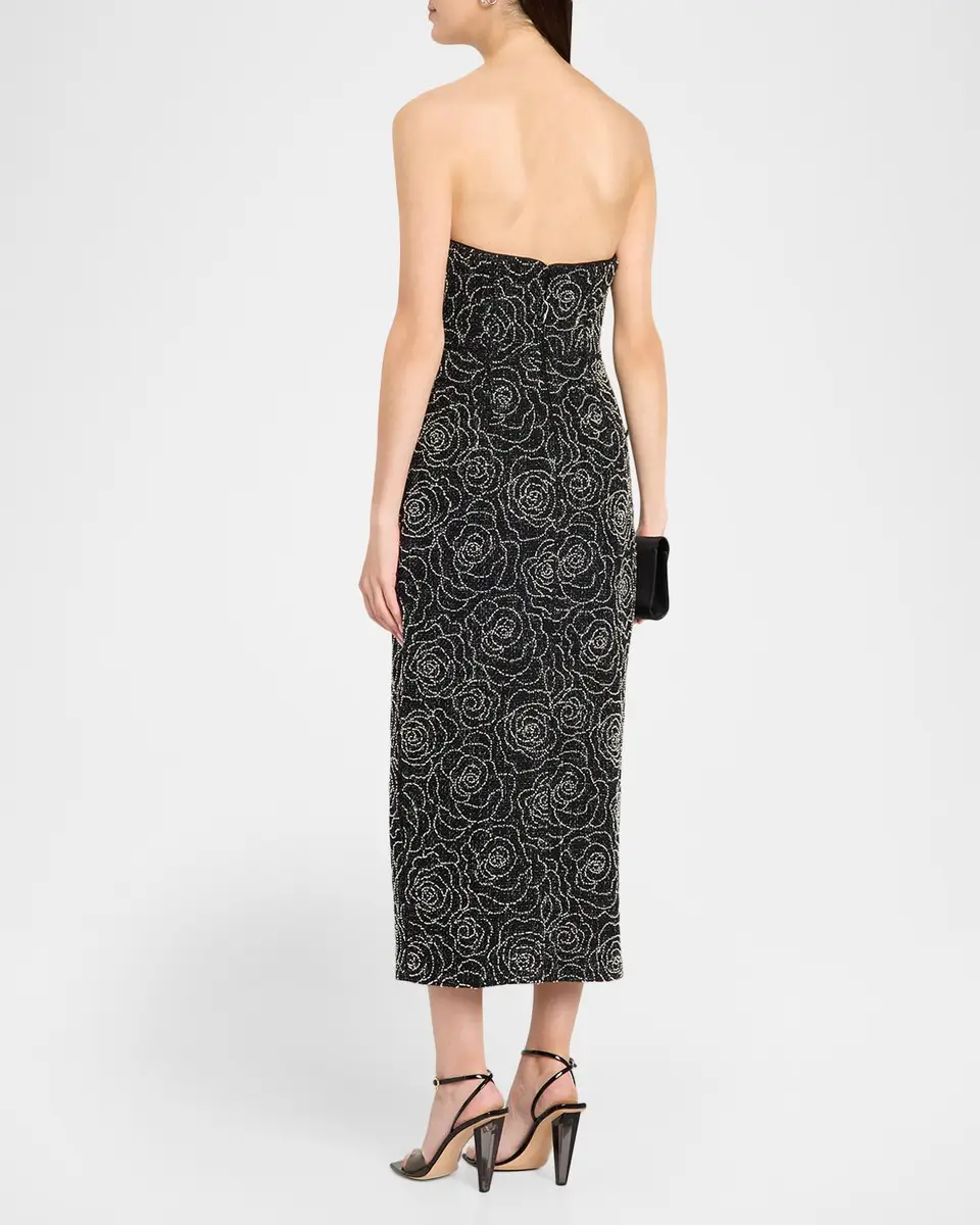 Milly Kait Floral Beaded Column Midi Dress | Thumbnail 3 Milly Kait Floral Beaded Column Midi Dress | Thumbnail 3