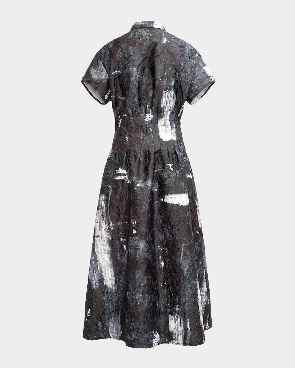 LOVEBIRDS Sculpt Pleated Abstract-Print Maxi Shirtdress | Thumbnail 4 LOVEBIRDS Sculpt Pleated Abstract-Print Maxi Shirtdress | Thumbnail 4