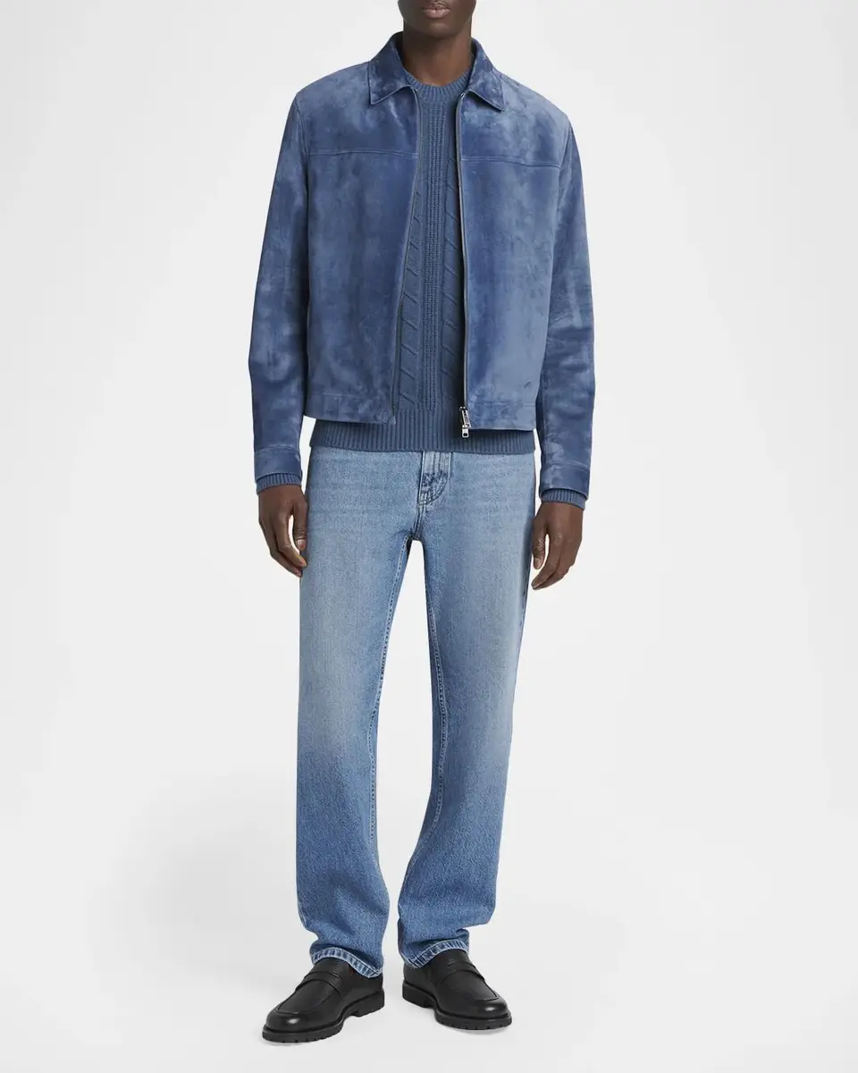 Zegna Men's Suede Full-Zip Blouson | Thumbnail 2 Zegna Men's Suede Full-Zip Blouson | Thumbnail 2