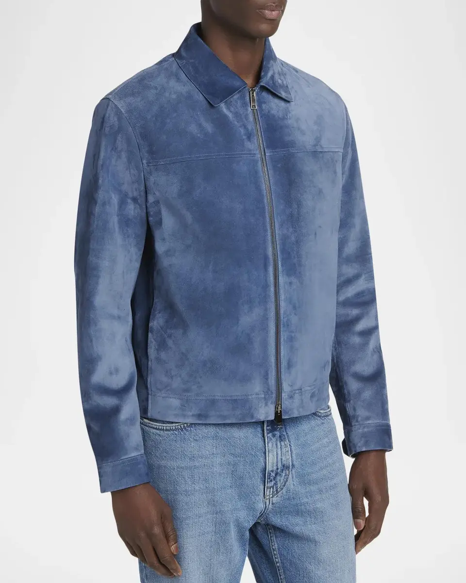 Zegna Men's Suede Full-Zip Blouson | Thumbnail 4 Zegna Men's Suede Full-Zip Blouson | Thumbnail 4