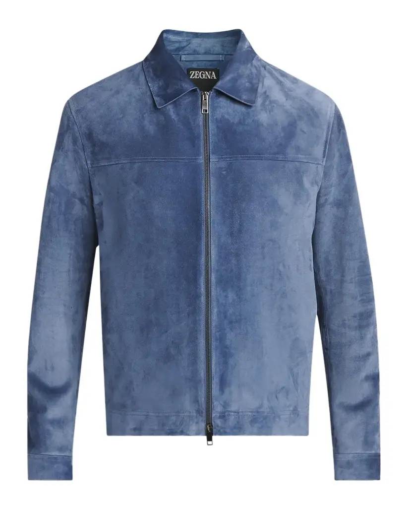 Zegna Men's Suede Full-Zip Blouson