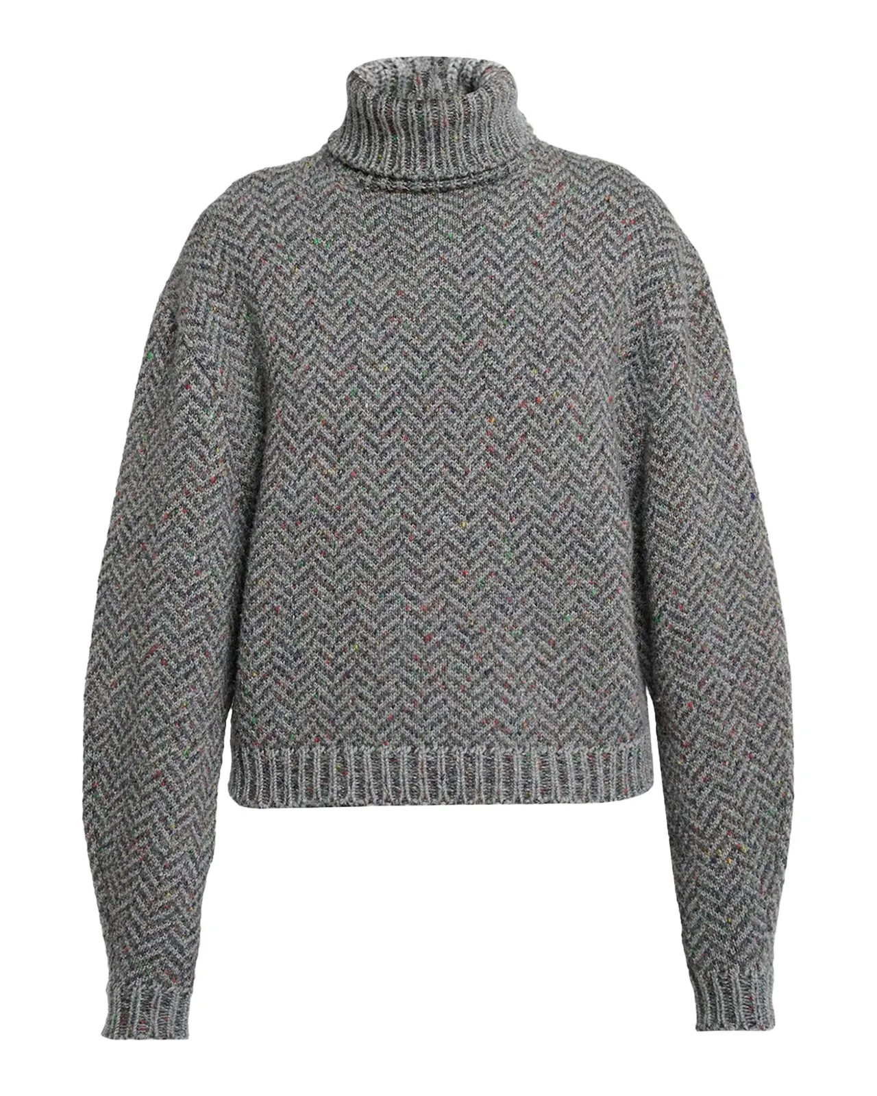 Courtney Cashmere Herringbone Turtleneck Sweater