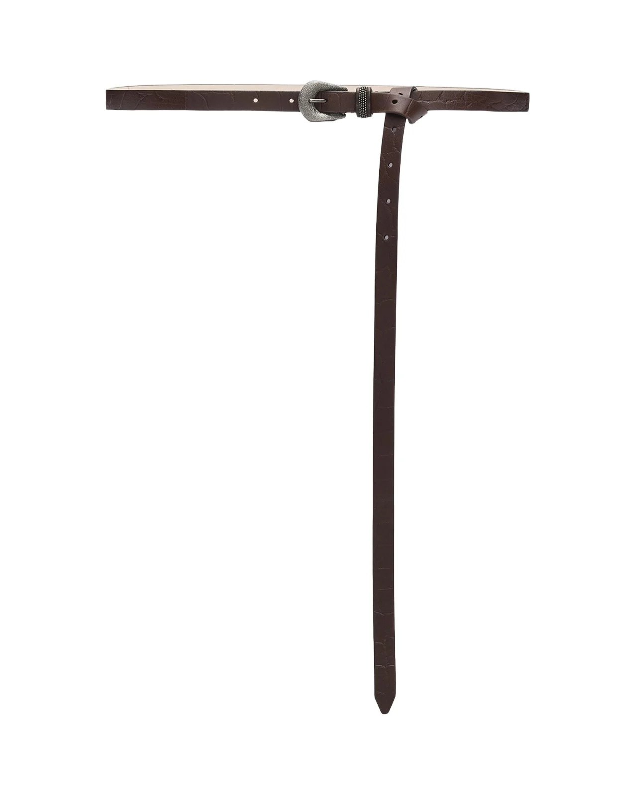Long Croc-Embossed Leather Belt Long Croc-Embossed Leather Belt