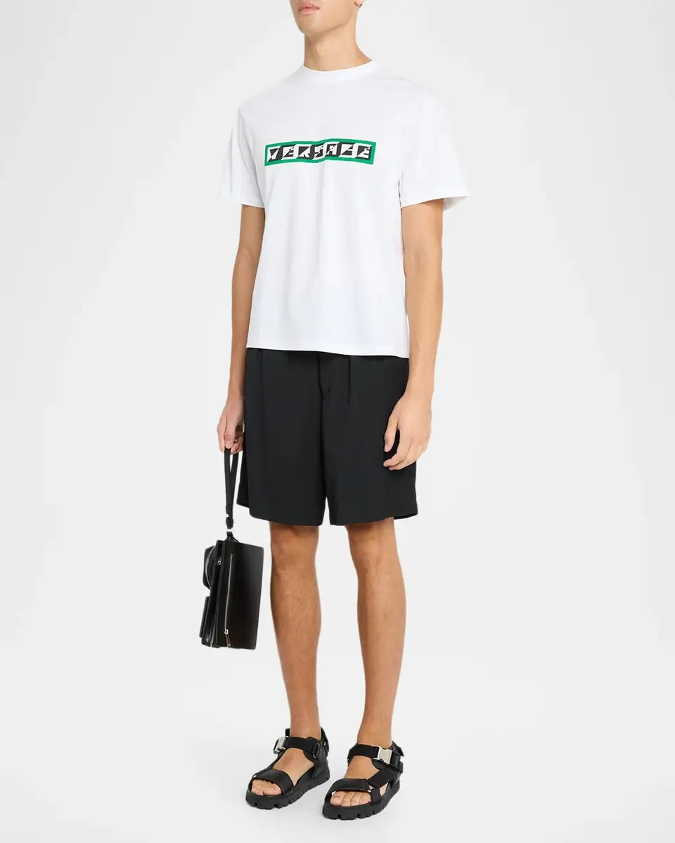 Versace Men's Cotton Graphic Logo Crewneck T-Shirt | Thumbnail 2 Versace Men's Cotton Graphic Logo Crewneck T-Shirt | Thumbnail 2