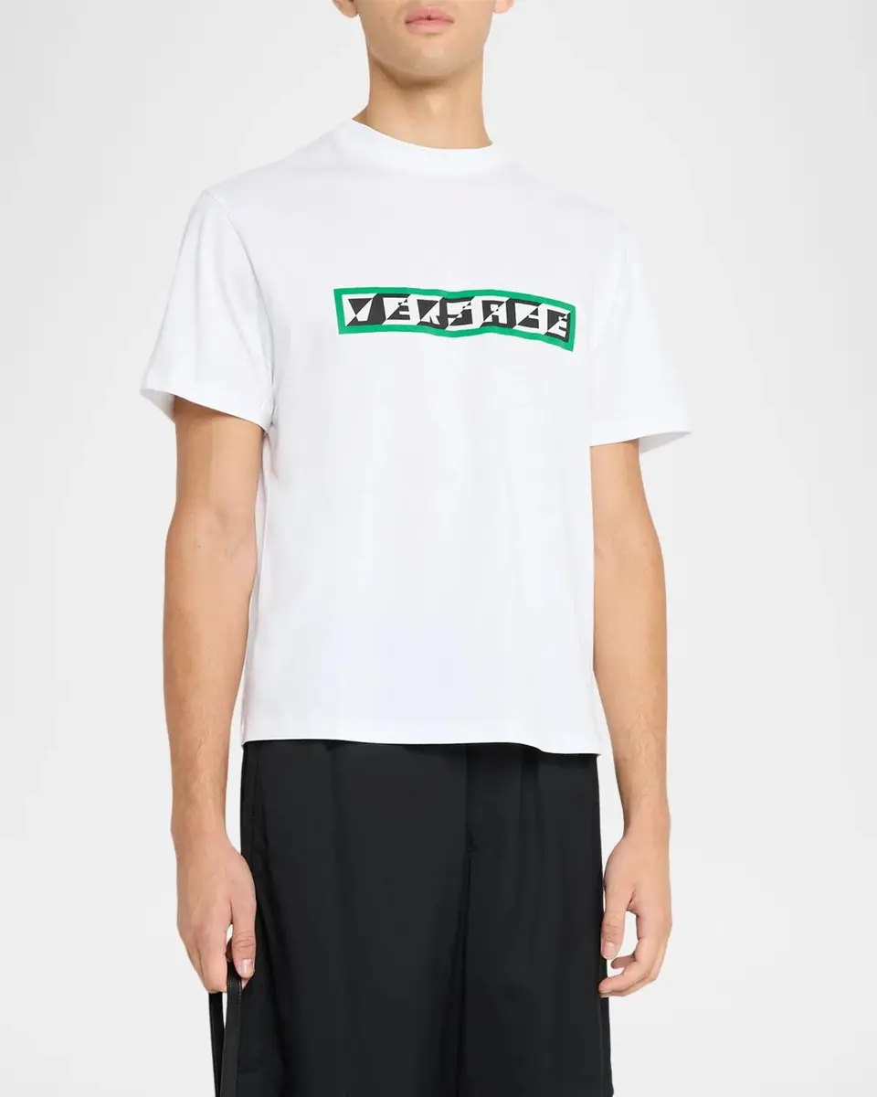 Versace Men's Cotton Graphic Logo Crewneck T-Shirt | Thumbnail 4 Versace Men's Cotton Graphic Logo Crewneck T-Shirt | Thumbnail 4