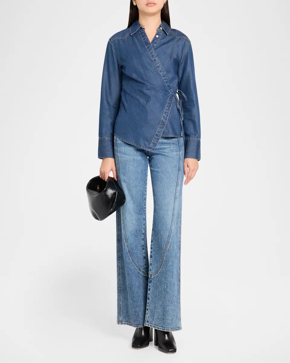 Veronica Beard Perezzi Denim Wrap Shirt | Thumbnail 2 Veronica Beard Perezzi Denim Wrap Shirt | Thumbnail 2