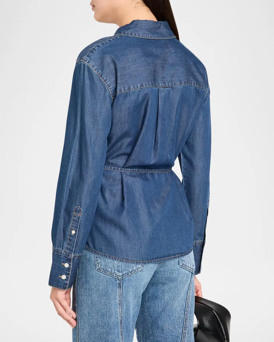 Veronica Beard Perezzi Denim Wrap Shirt | Thumbnail 3 Veronica Beard Perezzi Denim Wrap Shirt | Thumbnail 3