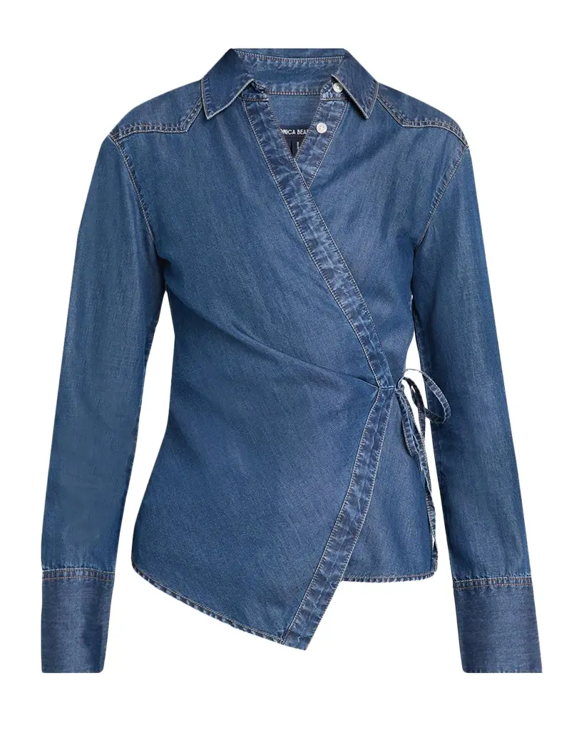 Veronica Beard Perezzi Denim Wrap Shirt