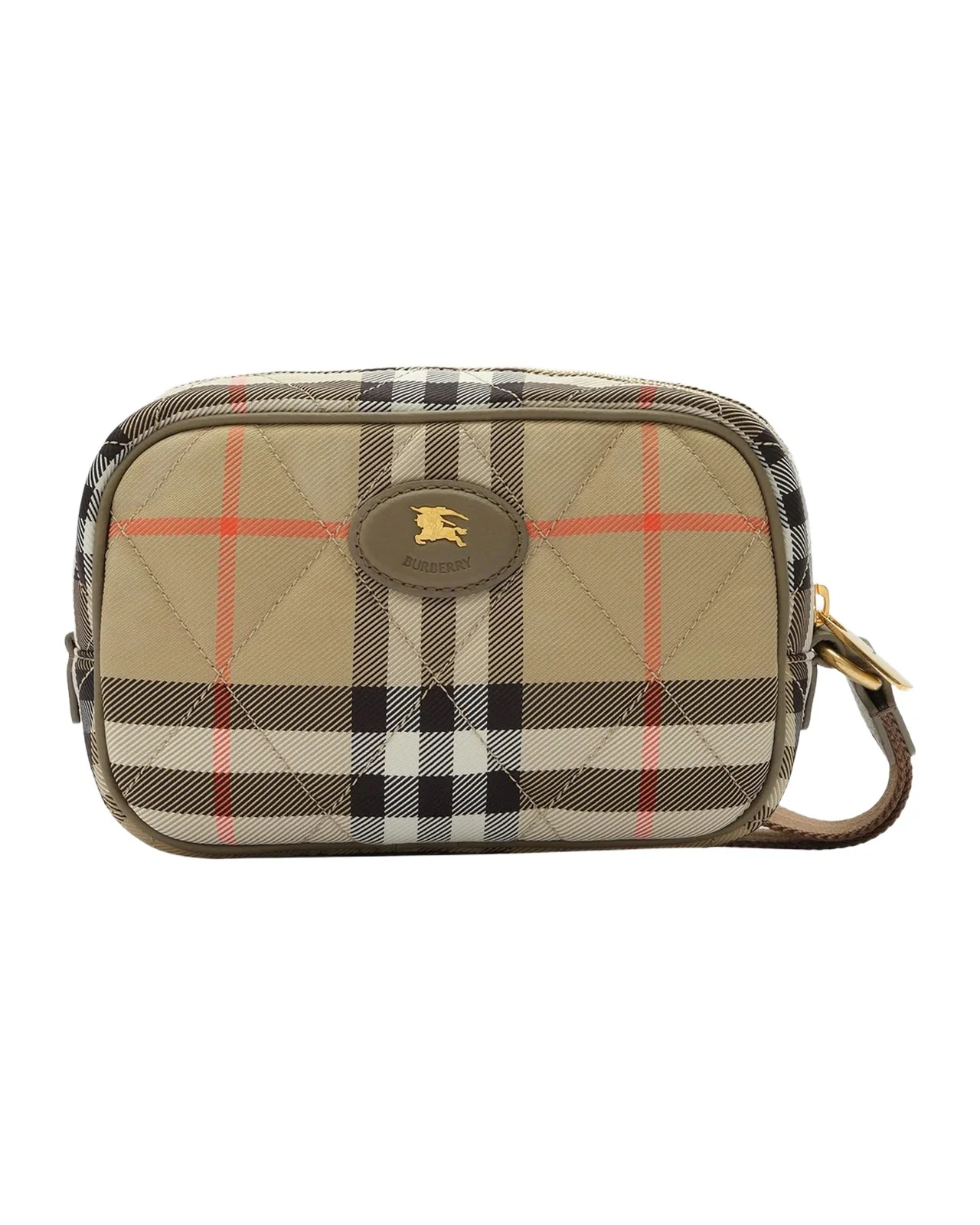 Burberry Horseshoe Quilted Check Wristlet Pouch Bag