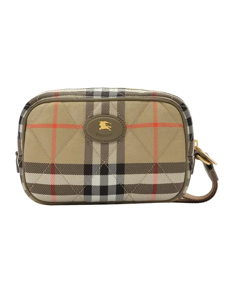 Burberry Horseshoe Quilted Check Wristlet Pouch Bag | Image 1 Burberry Horseshoe Quilted Check Wristlet Pouch Bag | Image 1