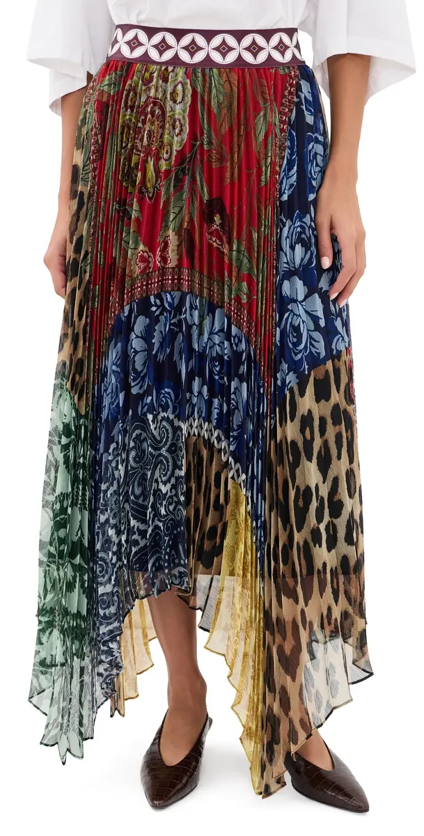 Alice + Olivia Katz Handkerchief Hem Midi Skirt Off The Grid Lg | Image 1 Alice + Olivia Katz Handkerchief Hem Midi Skirt Off The Grid Lg | Image 1