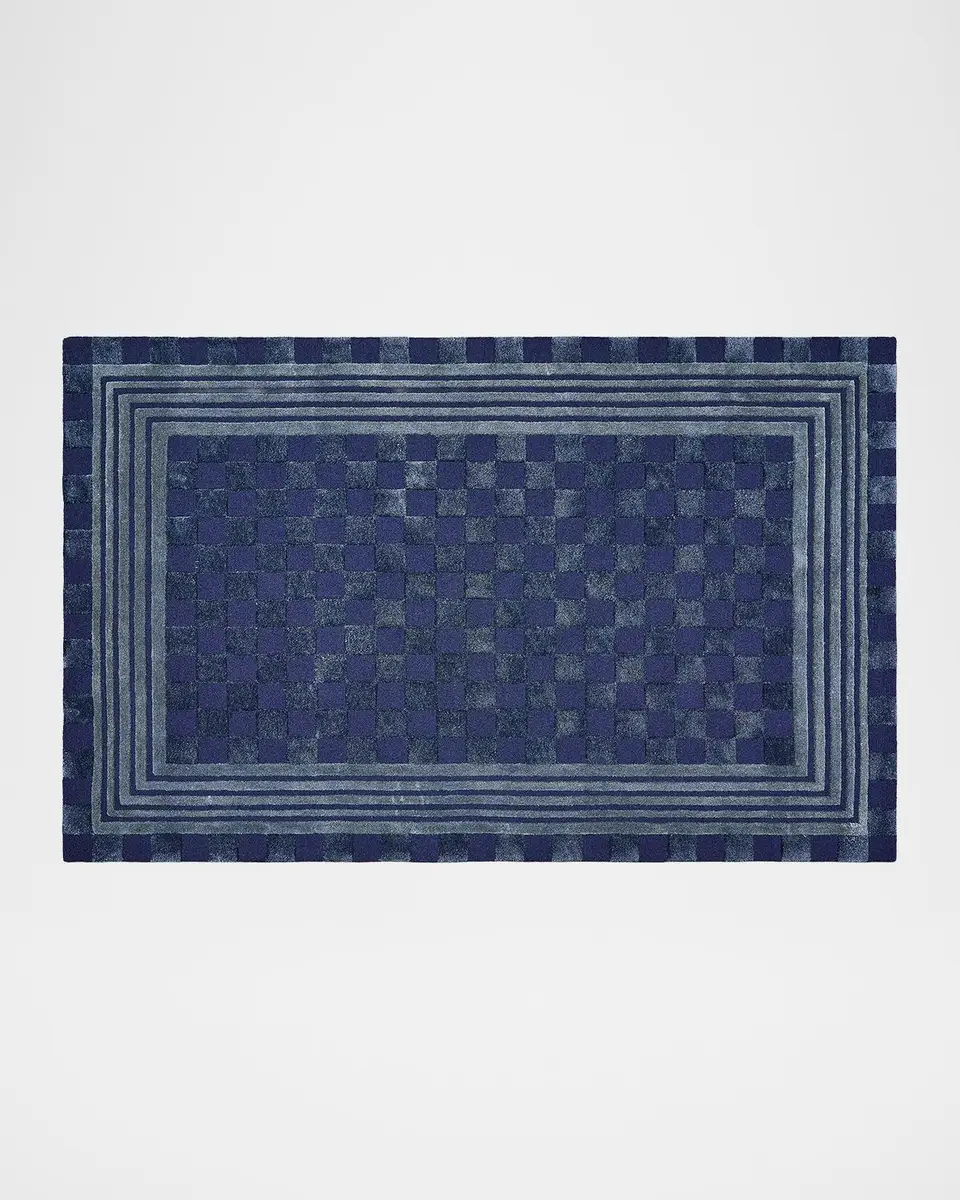 MacKenzie-Childs Indigo Blue Tonal Check Rug, 5 ' x 8 ' | Thumbnail 2 MacKenzie-Childs Indigo Blue Tonal Check Rug, 5 ' x 8 ' | Thumbnail 2