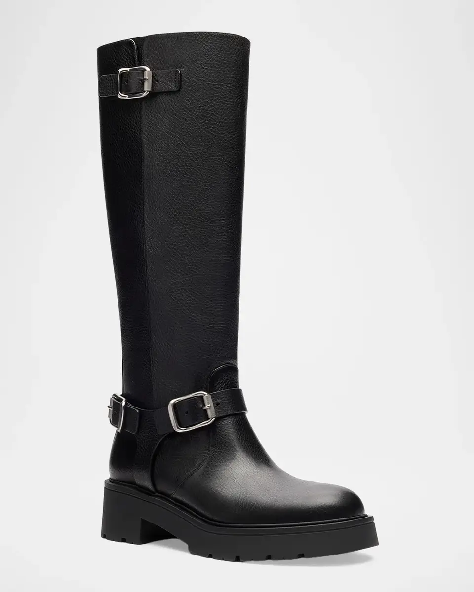 Stuart Weitzman Ren Moto Leather Knee-High Boots | Thumbnail 2 Stuart Weitzman Ren Moto Leather Knee-High Boots | Thumbnail 2