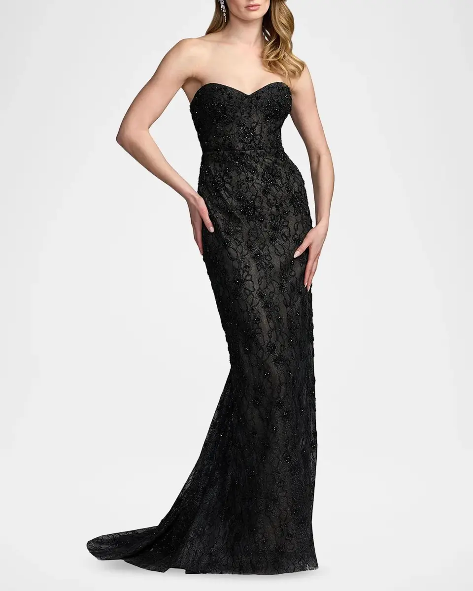 Mac Duggal Embellished Floral Lace Strapless Gown | Thumbnail 2 Mac Duggal Embellished Floral Lace Strapless Gown | Thumbnail 2