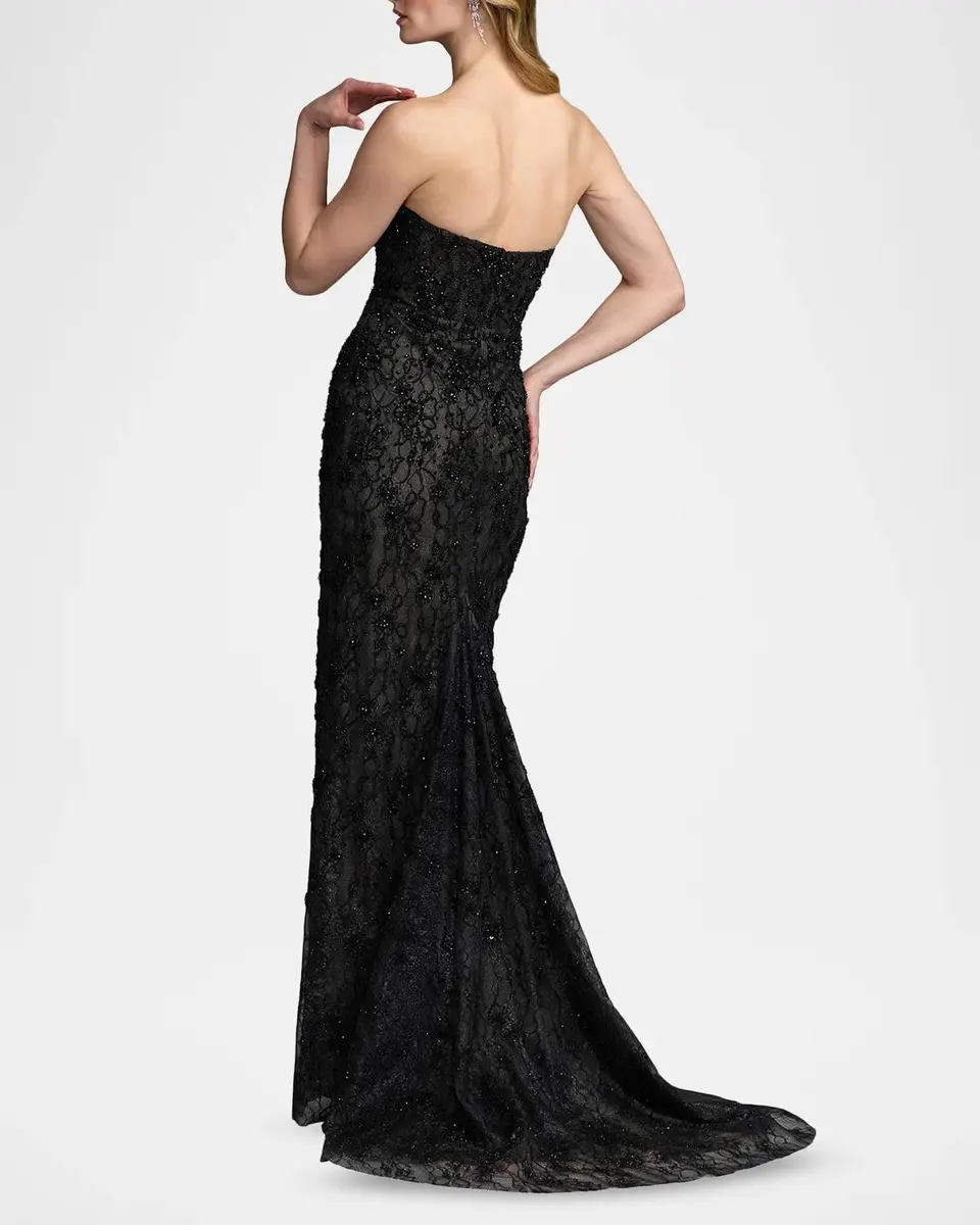 Mac Duggal Embellished Floral Lace Strapless Gown | Thumbnail 3 Mac Duggal Embellished Floral Lace Strapless Gown | Thumbnail 3