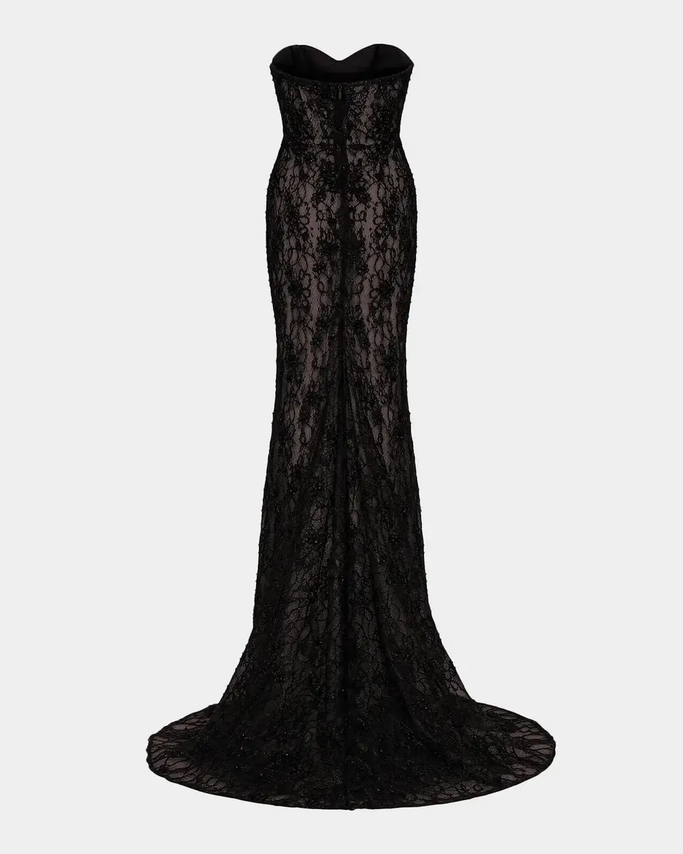 Mac Duggal Embellished Floral Lace Strapless Gown | Thumbnail 5 Mac Duggal Embellished Floral Lace Strapless Gown | Thumbnail 5