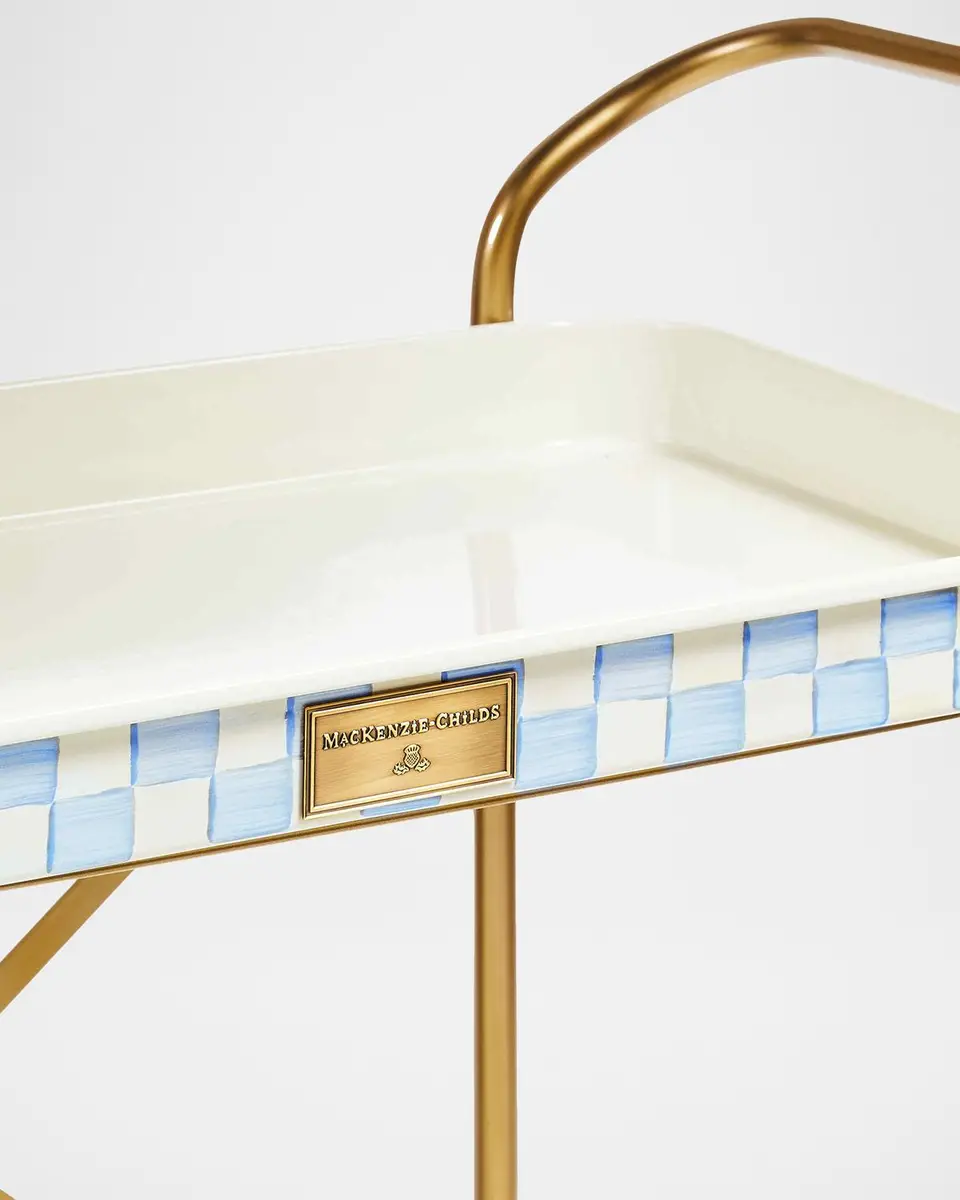 MacKenzie-Childs Sky Check 2-Tier Kitchen Cart | Thumbnail 2 MacKenzie-Childs Sky Check 2-Tier Kitchen Cart | Thumbnail 2