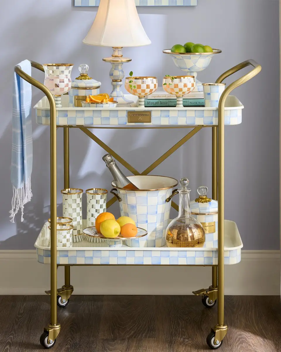MacKenzie-Childs Sky Check 2-Tier Kitchen Cart | Thumbnail 4 MacKenzie-Childs Sky Check 2-Tier Kitchen Cart | Thumbnail 4