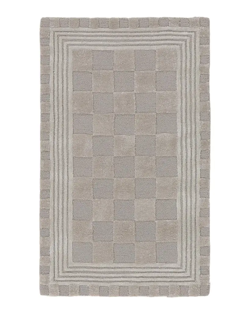 MacKenzie-Childs Light Grey Tonal Check Rug, 2 ' x 4 ' | Image 1 MacKenzie-Childs Light Grey Tonal Check Rug, 2 ' x 4 ' | Image 1
