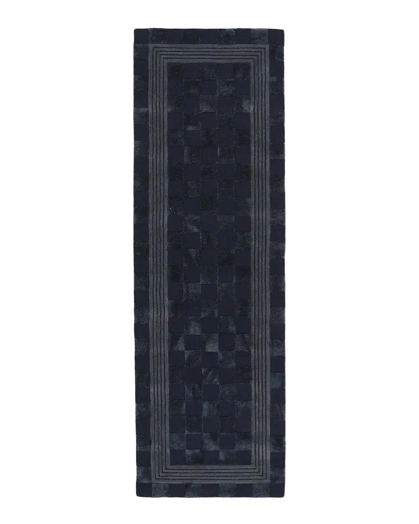 MacKenzie-Childs Indigo Blue Tonal Check Runner, 3 ' x 8 ' | Image 1 MacKenzie-Childs Indigo Blue Tonal Check Runner, 3 ' x 8 ' | Image 1