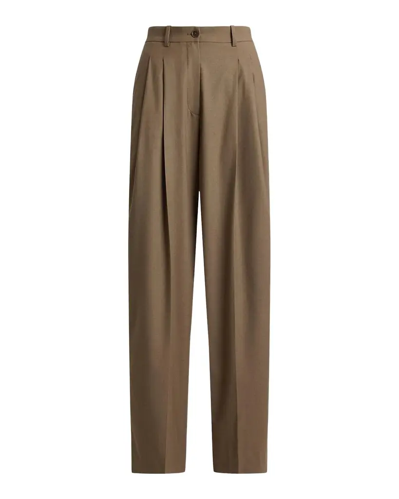 Ralph Lauren Collection Clarice Wool-Blend Pleated Wide-Leg Pants | Image 1 Ralph Lauren Collection Clarice Wool-Blend Pleated Wide-Leg Pants | Image 1