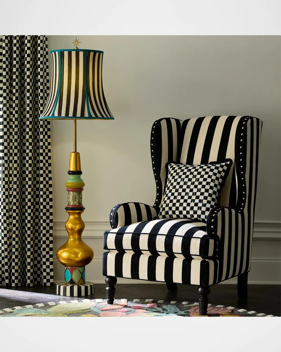 MacKenzie-Childs Marquee Black Stripe Chenille Wing Chair | Thumbnail 5 MacKenzie-Childs Marquee Black Stripe Chenille Wing Chair | Thumbnail 5