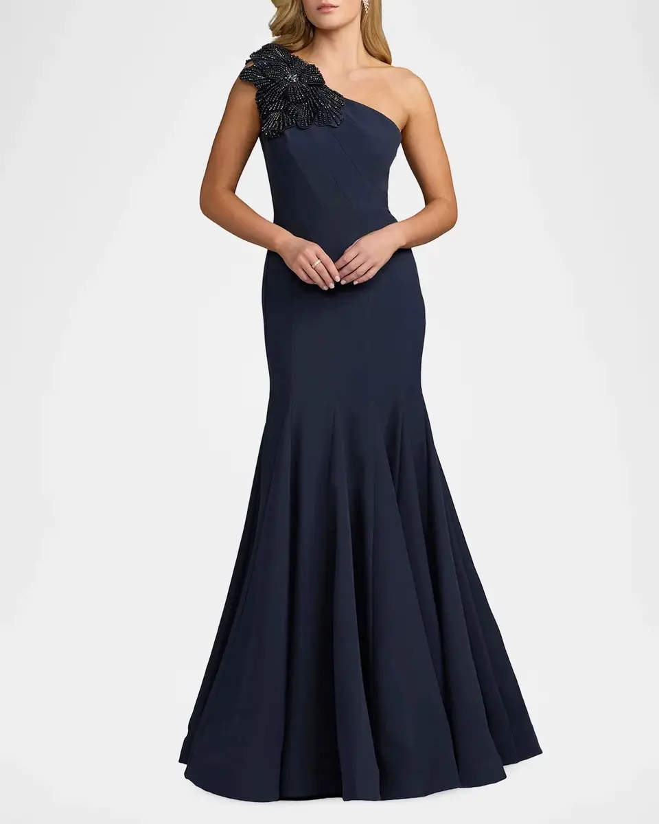 Mac Duggal Seamed Crepe One-Shoulder Gown | Thumbnail 2 Mac Duggal Seamed Crepe One-Shoulder Gown | Thumbnail 2