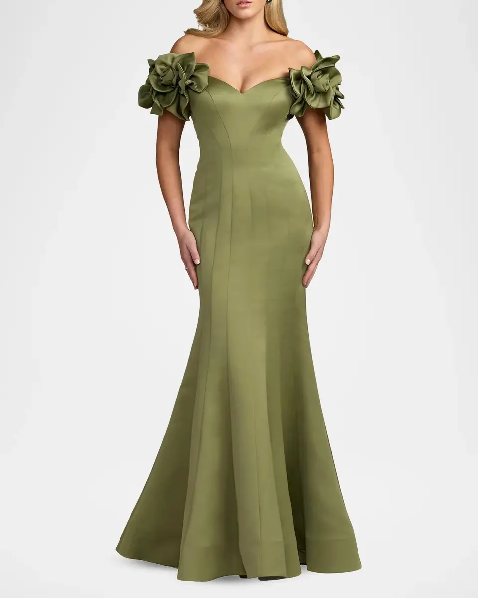 Mac Duggal Embellished Satin Off-Shoulder Trumpet Gown | Thumbnail 2 Mac Duggal Embellished Satin Off-Shoulder Trumpet Gown | Thumbnail 2