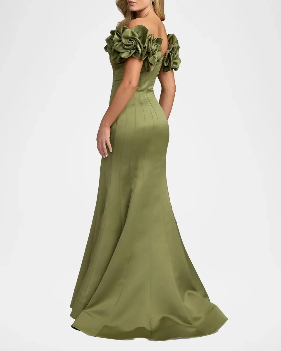 Mac Duggal Embellished Satin Off-Shoulder Trumpet Gown | Thumbnail 3 Mac Duggal Embellished Satin Off-Shoulder Trumpet Gown | Thumbnail 3
