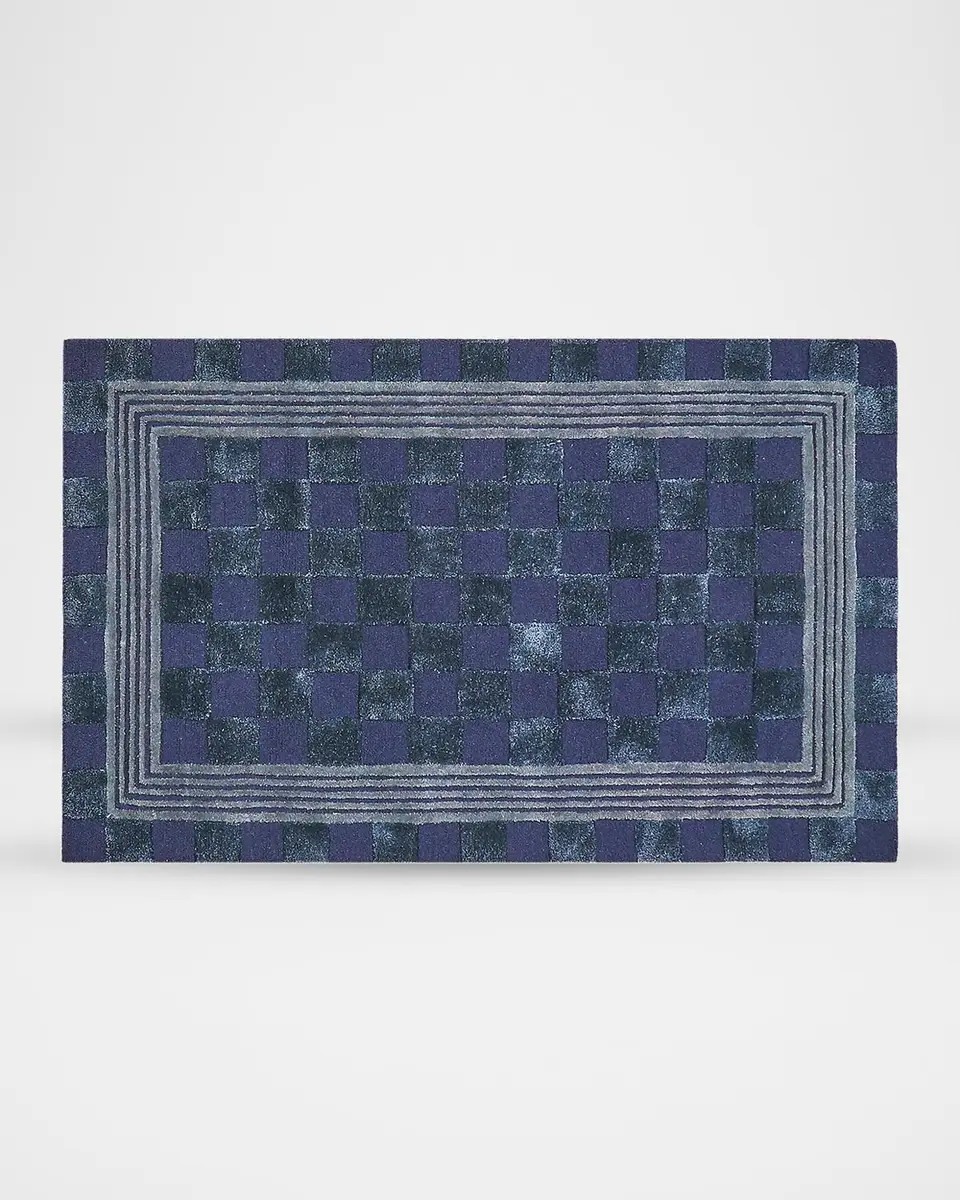 MacKenzie-Childs Indigo Blue Tonal Check Rug, 3 ' x 5 ' | Thumbnail 2 MacKenzie-Childs Indigo Blue Tonal Check Rug, 3 ' x 5 ' | Thumbnail 2