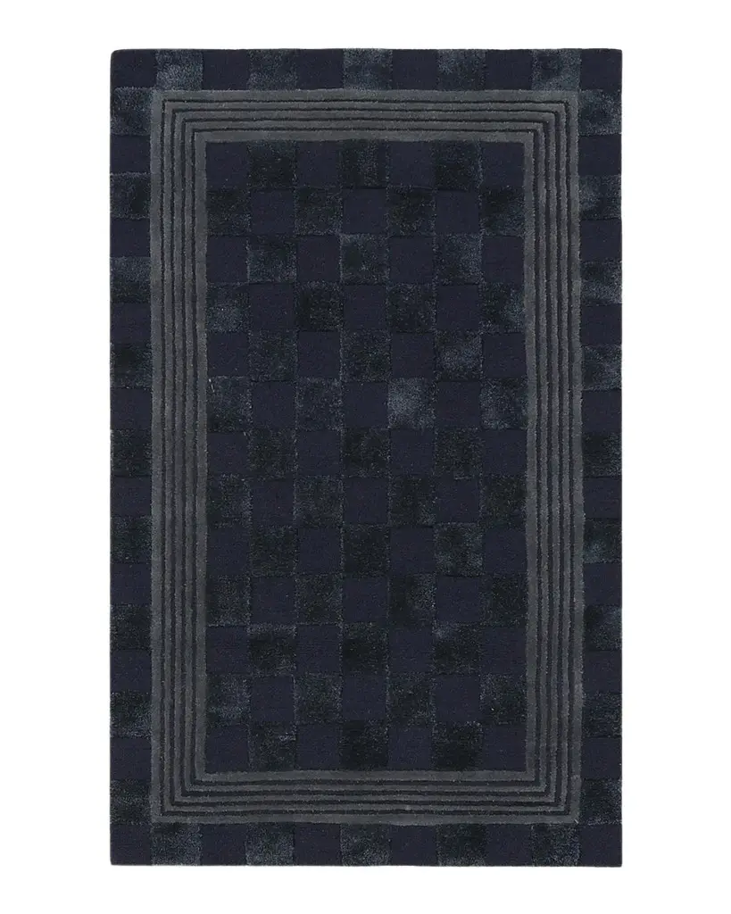 MacKenzie-Childs Indigo Blue Tonal Check Rug, 3 ' x 5 ' | Image 1 MacKenzie-Childs Indigo Blue Tonal Check Rug, 3 ' x 5 ' | Image 1