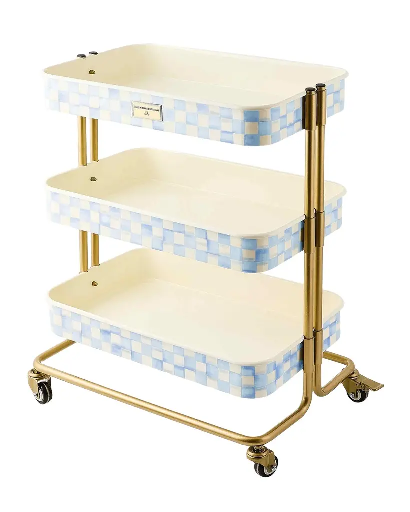 MacKenzie-Childs Sky Check 3-Tier Kitchen Cart