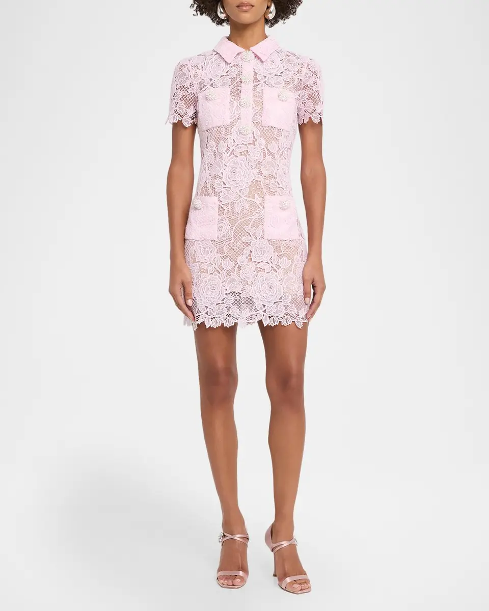 Self-Portrait Scalloped-Trim Sheath Mini Dress | Thumbnail 2
