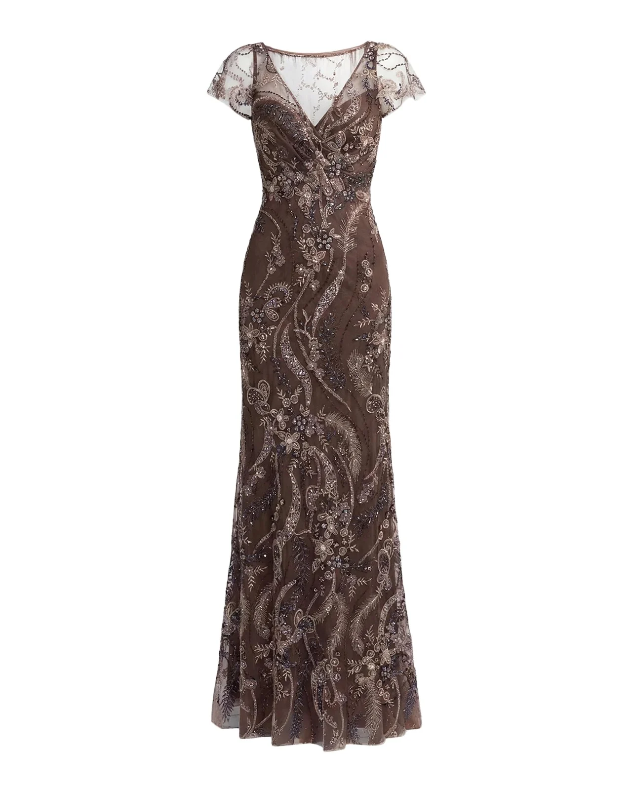 Embroidered Sequined Gown Embroidered Sequined Gown