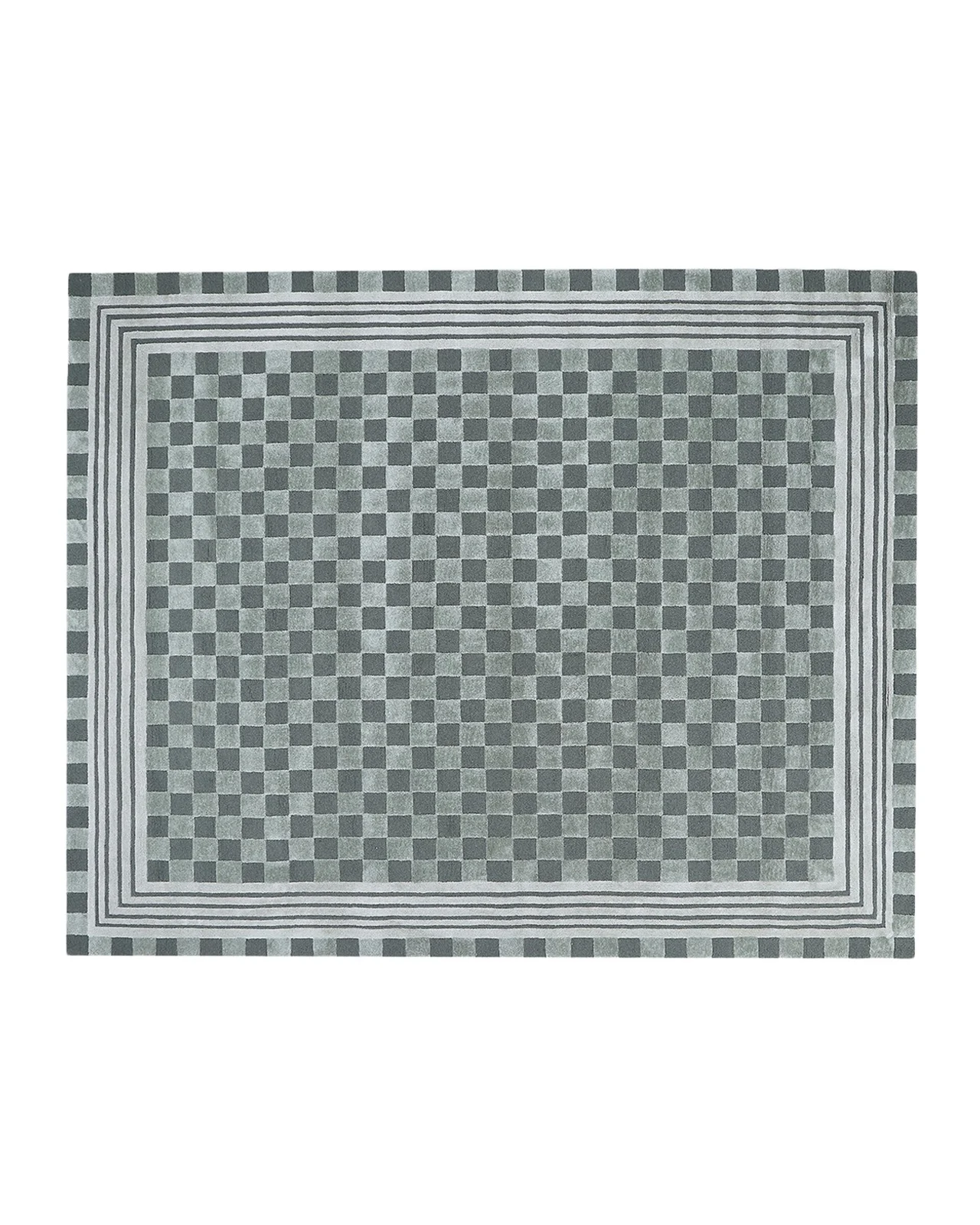 MacKenzie-Childs Sage Green Tonal Check Rug, 8 ' x 10 '