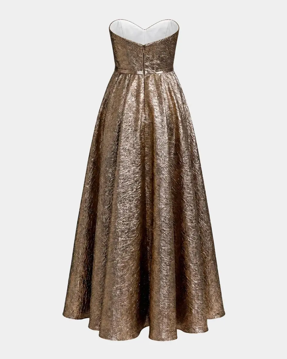 Mac Duggal Metallic Brocade Bow Strapless Gown | Thumbnail 5 Mac Duggal Metallic Brocade Bow Strapless Gown | Thumbnail 5