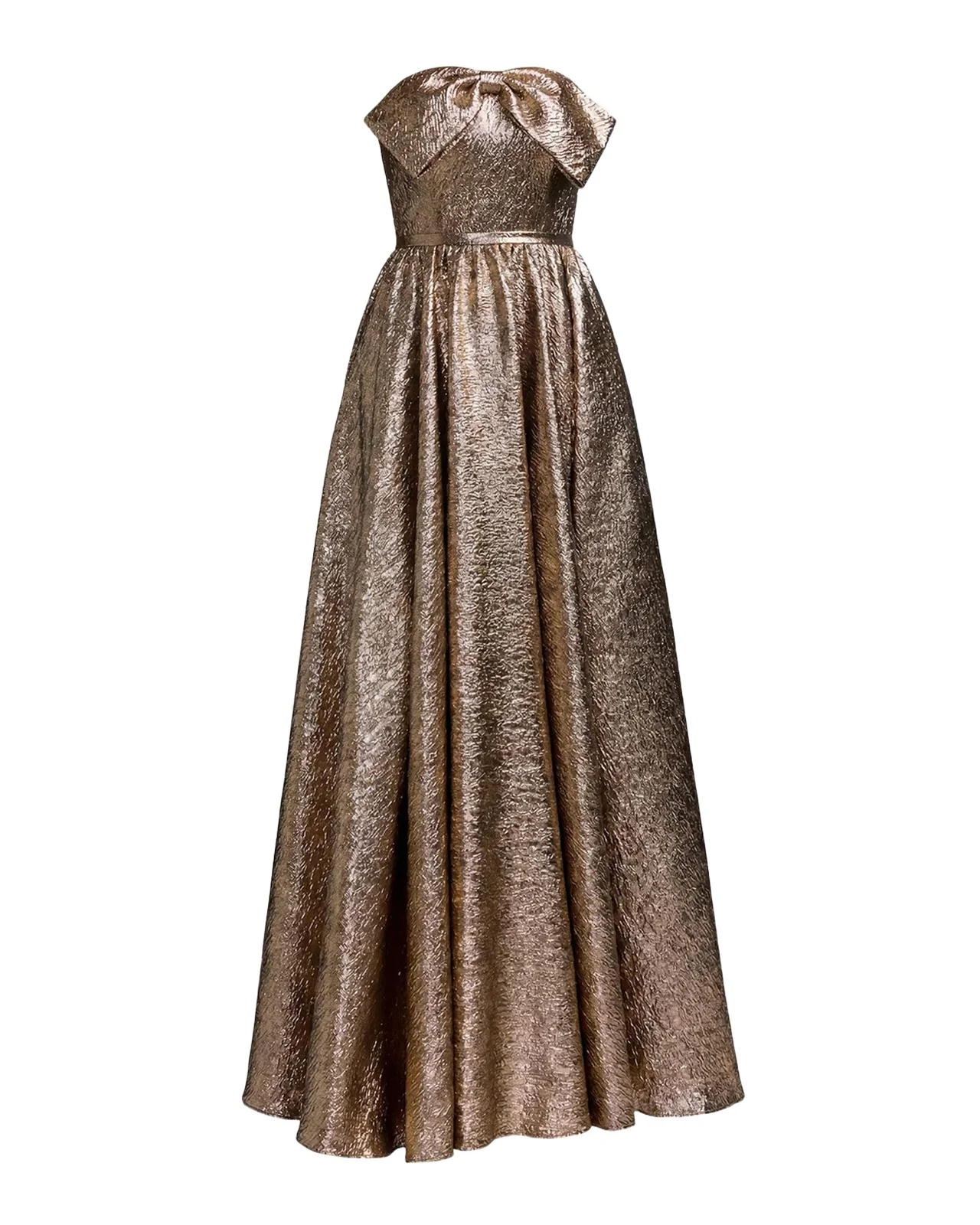 Mac Duggal Metallic Brocade Bow Strapless Gown