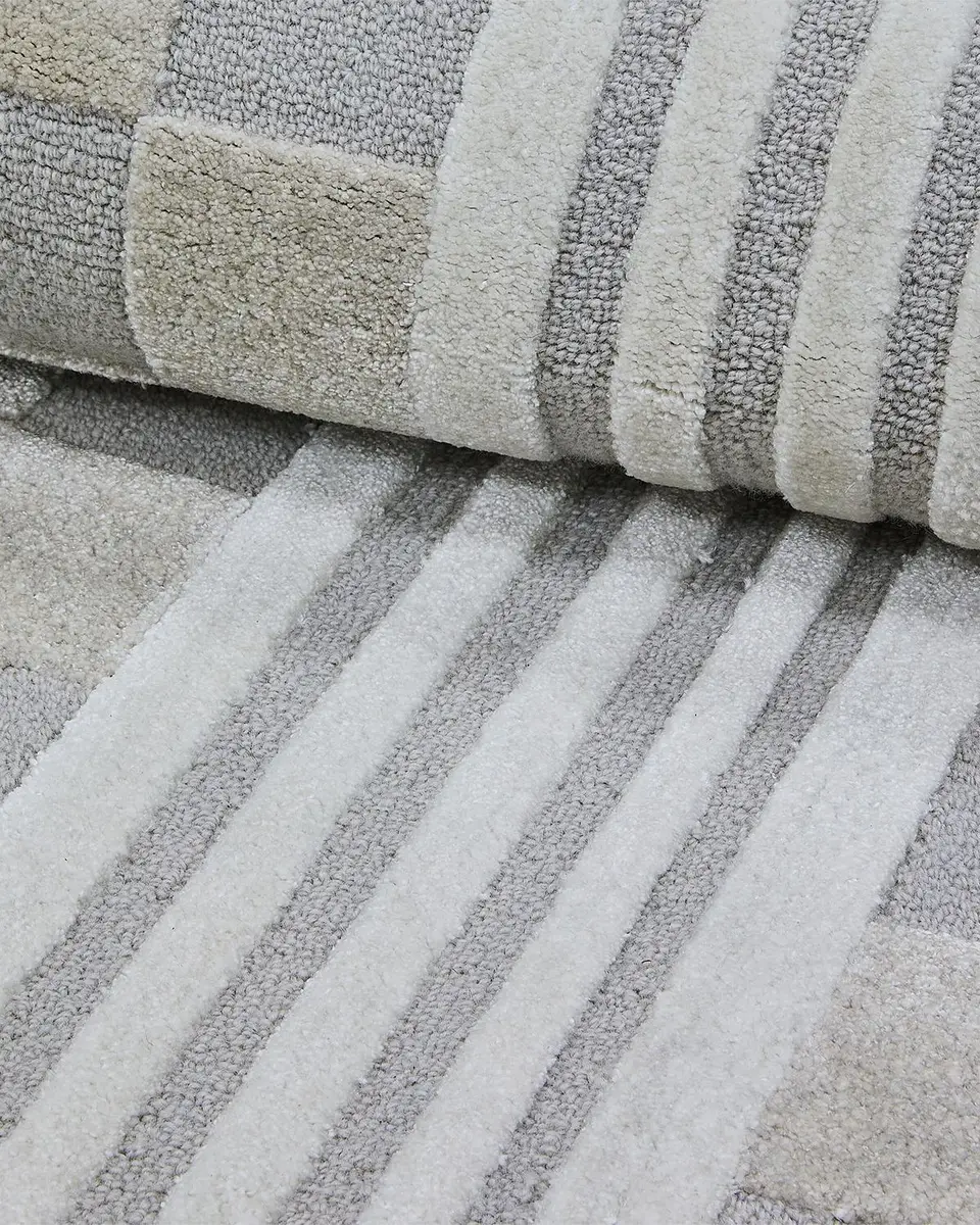 MacKenzie-Childs Light Grey Tonal Check Rug, 6 ' Round | Thumbnail 2 MacKenzie-Childs Light Grey Tonal Check Rug, 6 ' Round | Thumbnail 2