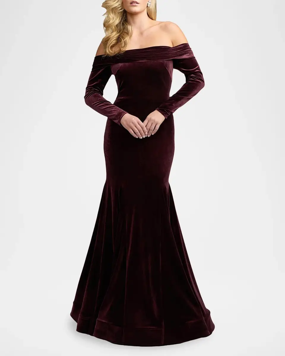 Mac Duggal Velvet Off-The-Shoulder Mermaid Gown | Thumbnail 2 Mac Duggal Velvet Off-The-Shoulder Mermaid Gown | Thumbnail 2