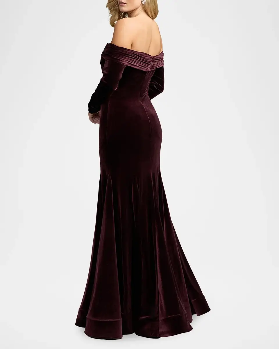 Mac Duggal Velvet Off-The-Shoulder Mermaid Gown | Thumbnail 3 Mac Duggal Velvet Off-The-Shoulder Mermaid Gown | Thumbnail 3